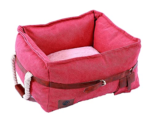 KARLEPET Rot Katzenbett- Hundebett- Katzenkorb-Hundekorb-Haustierbett/ Rechteck- mit Tragegriff/ haltbart- waschbar/ ca 60x55x25 Cover