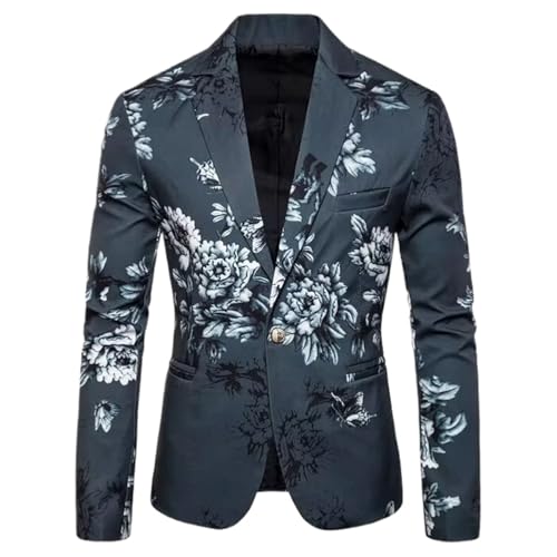 Abrigo para hombre estampado de negocios con corte de traje de diseño selecto