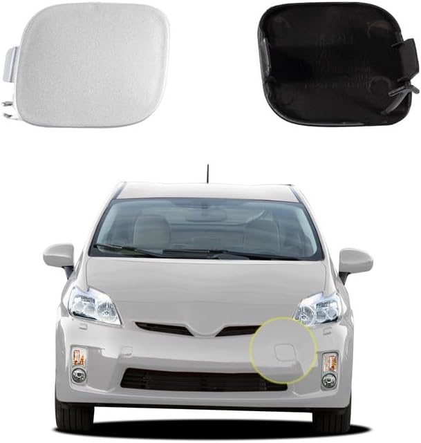 Car Front Bumper Tow Hook Cover Compatible with Toyota Prius 2009 2010 2011 2012 2013 Trailer Cover Cap 52127-47020 Small Lid Towing Eye Cap Silver