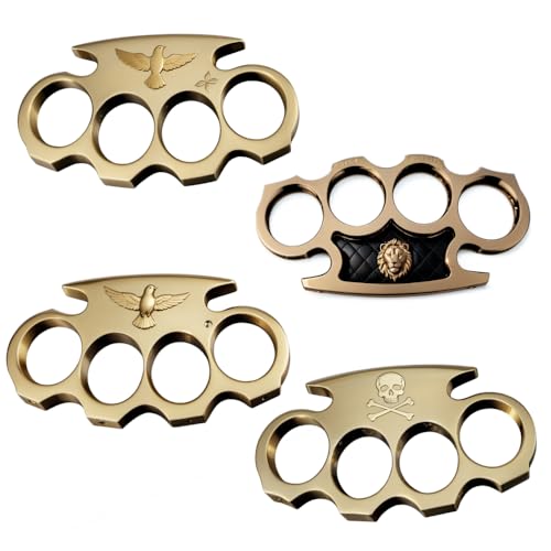 Decorative Metal Brass Knuckles Car Decal Set 7 x 4 inches Gold Metallic Pack of 4 NOT Real (Gold Style)