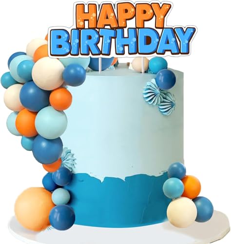 Decoración Tartas Cumpleaños Bola, 38 Piezas Cartoon Cake Topper, Decoración para Pastel Azul Naranja, para Fiestas de Niños, Fiestas Temáticas, Fiesta de Bienvenida al Bebé