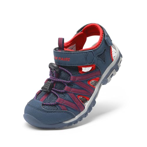 DREAM PAIRS Boys Girls Closed-Toe Outdoor Summer Sport Sandals for Toddler/Little/Big Kid 10 Toddler Blue/Grey/Red