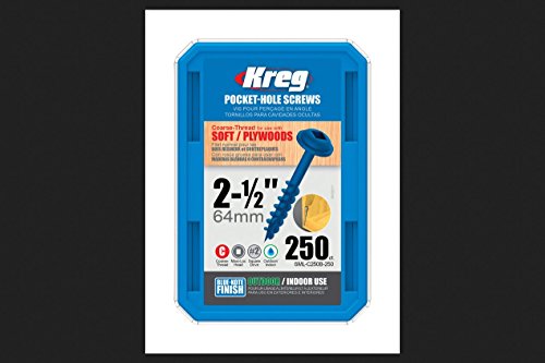 Kreg SML-C250B-250 Blue-Kote Weather Resistant Pocket Hole Screws - 2 1/2", 8 Coarse