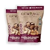 Naturanic Brazilian Dark Chocolate Covered Nuts Snack, No sugar, Keto friendly, Net Carb Zero, All NAtural, Organic, Vegan - Pack of 2