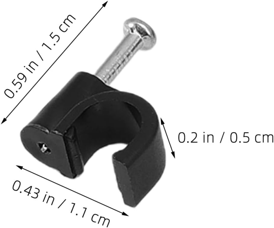 Luxshiny 400pcs Black Steel Nail Cable Clips Wire Holders Cable Clamps for Electrical Cords Wall Mount Staples for Indoor and Outdoor Use