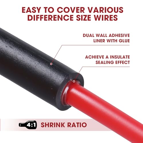 Gaine thermorétractable 4:1 double paroi adhésive noire isolation câble protection étanche 5,5m
