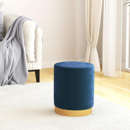 Mokuyary Tabouret de rangement rond en velours bleu 31 x 37 cm pour salon chambre dortoir
