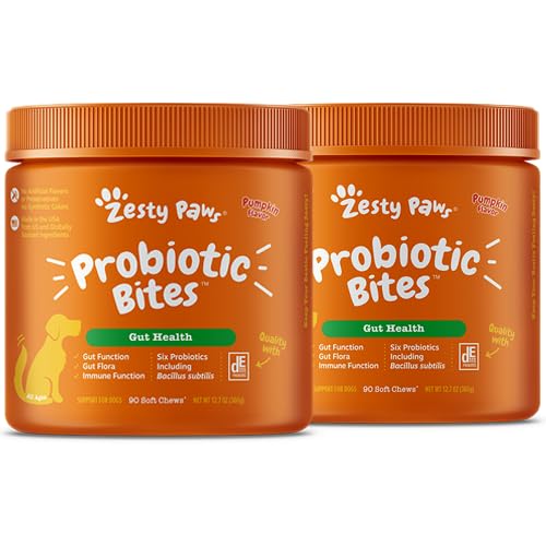 Zesty Paws Probiotics for Dogs - Digestive Enzymes for Gut Flora, Digestive Health, Diarrhea & Bowel Support - Clinically Studied DE111 - Dog