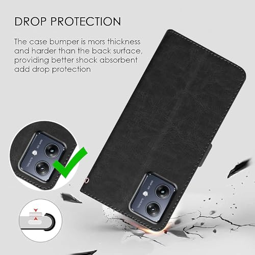 Image of Amazon Brand - Solimo Flip Leather Mobile Cover (Soft & Flexible Back case) for Motorola Moto G54 5G / G54 Power 5G / G64 5G (Black)