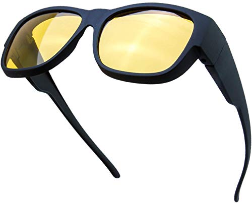 Image of The Fresh High Definition Polarized Wrap Around Shield Sunglasses for Glasses - Leather Eyeglasses Case
