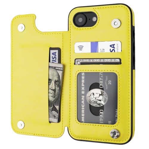 ONETOP for iPhone 17e/16e Wallet Case with Credit Card Holder,Yellow