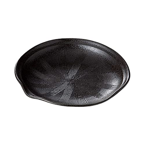 山下工芸(Yamashita kogei) 丸盛皿 黒緑片口大皿 25×24.5×4cm 728816221