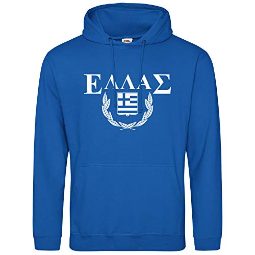 AkyTEX Griechenland Hoodie Kapuzenpullover Hoody Lorbeer Wappen (Blau, L) Cover