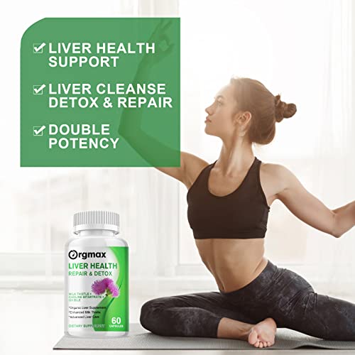 Orgmax Liver Cleanse Detox & Repair Capsules, Supplements - Liver Support Supplement With Milk Thistle, Ox Bile,Turmeric And Other Unique Liver Care Nutrients - Herbal Liver Health Formula 60 Caps #TOP3