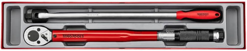 Teng Tools 2 Piece 1/2 Inch Drive 30-150 FT/LB (40-210Nm) Torque Wrench & 17 Inch Long Breaker Bar Tool Tray - TTX2493