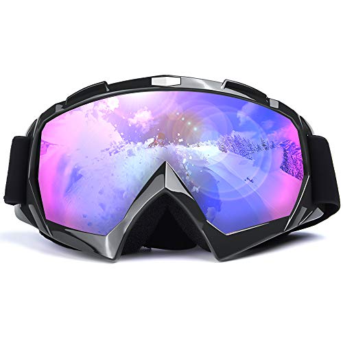 Gafas de Esquí, Gafas de Snowboard Sin Marco con Protección UV, Antiniebla y a Prueba de Viento y Elásticas para Esquiar, Gafas de Ciclismo para Motos de Nieve, Deportes al Aire Libre (Black)