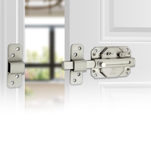 Image of Link Sparta 6 Turn Door Lock - Brass Cylinder with 3 Hi-Tech Keys, Main Door Lock, Double Door Compatibility (Stainless Steel)