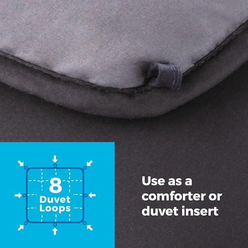Image of Linenspa Reversible Down Alternative Comforter and Duvet Insert, for Twin Size Bed - All-Season Comforter with Box Stitch and 8 Duvet Loops - Bedding for Kids, Teens, and Adults - Black / Graphite