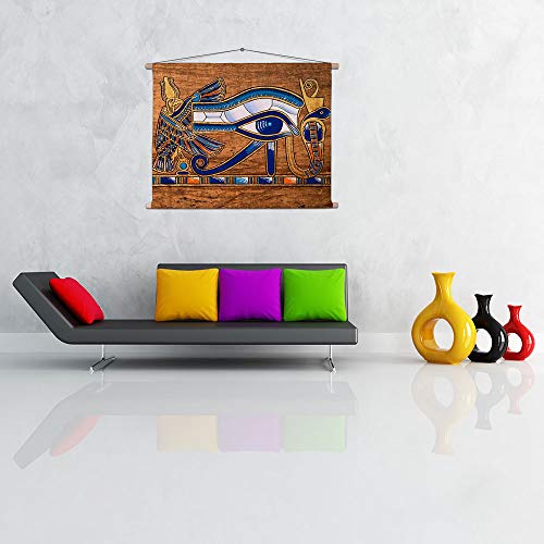 Image of ArtzFolio Egyptian Papyrus Depicting The Horus Eye Velvet Fabric Painting Tapestry Scroll Art Hanging 24inch x 18inch (60.9cms x 45.7cms)