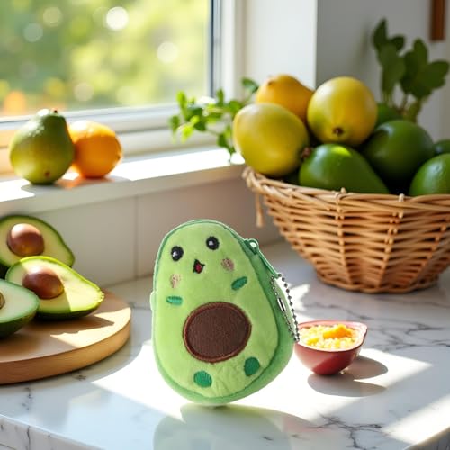 Green Plush Purses Fashion Children Small Coin Purse Cute Avocado Plush Purses Kids Key Case Bag Money Pouch for Women Boys Girls Mini Handbag, Accessories4