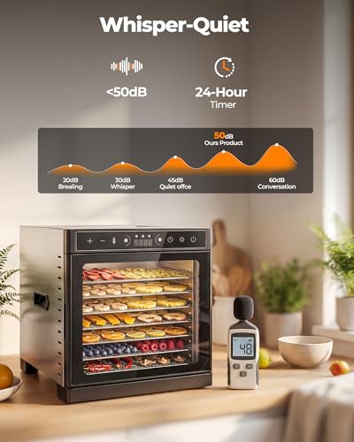 Image of Food Dehydrator Machine 700W Upgrated Drying with 8 Trays, 212F & 24H Timer, Visual Window, Food Dryer with Dual-Layer Stainless Steel for Home, Fruit, Jerky, Vegetable, Meat, Beef, Dog Treats, Herb