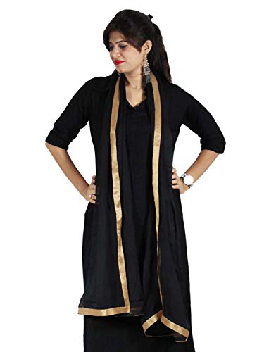 Traditional Plain Golden Lace Dupatta Fashionable Semi Chiffon Chunni Neck Wrap Hijab Scarf Stole For Women's3