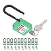 Safety Padlock Set 10PCS 38mm Nylon Insulated Lock, Purple - Durable Non - Conductive Material, Industrial Use for Factories and Hospitals (Green)