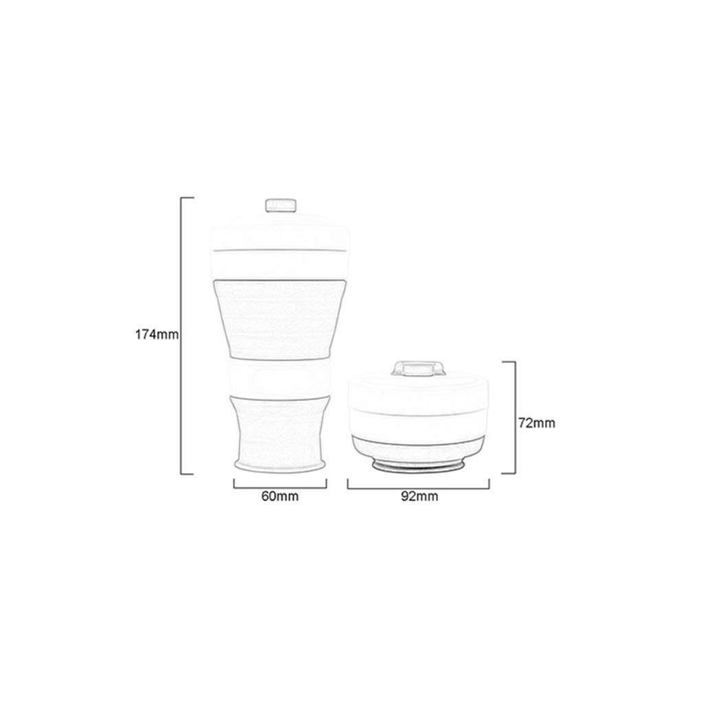 Faltbare Kaffeetasse, Wiederverwendbar Taschenbecher Benutzt for Outdoor-Reisen 500 Ml Silikon (5 Farben)