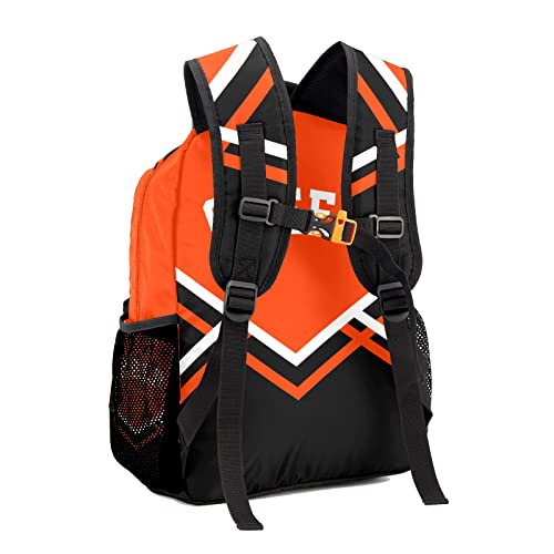 Personalized Cheerleaders Black Orange Backpack Causual Shoulder Bags for Women Men Gift3