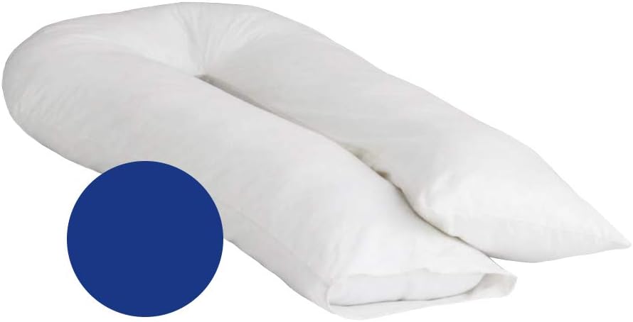 UK Care Direct Large U Shape Support Dark Blue Pillow Case Only - Cotton Blend Cover with Zip Opening – Length 140cm (55 inches), Base 35cm (13 inches) – Designed for Side Sleepers