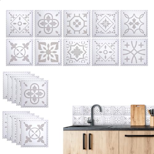 Dalle Pvc Adhesive Murale, Protege Mur Cuisine, Imperméable Et Résistant à L'Huile Stickers Muraux Cuisine, Lambris Pvc Mural Convient pour Les Cuisines, Les Salles...