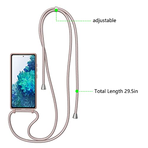 Ztofera Crossbody Case For Samsung Galaxy S20 Fe 5G With Lanyard Strap Adjustable Rope Liquid Silicone Soft Cover Pink #TOP1
