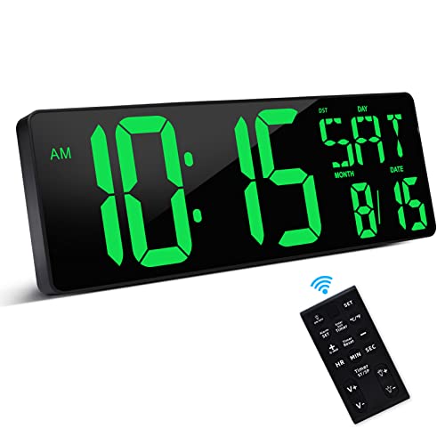 Xrexs Large Digital Wall Clock With Remote Control, 16.5 Inch Led Large Display Count Up & Down Timer, Adjustable Brightness Plug-In Alarm Clock With Day/Date/Temperature For Home, Gym, Classroom #TOP14