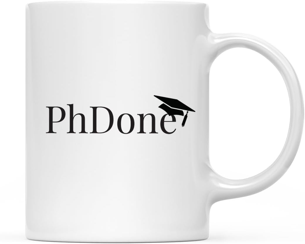 Andaz Press 11oz. Graduation Coffee Mug Gift, PhDone, 1-Pack, Includes Gift Box, Cups for Graduates School Students of Class of 2026, Grad Diploma, Academic Degree Congratulations