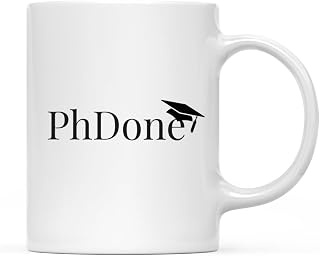 Andaz Press 11oz. Graduation Coffee Mug Gift, PhDone, 1-Pack, Includes Gift Box, Cups for Graduates School Students of Class of 2025, Grad Diploma, Academic Degree Congratulations