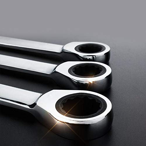 Flzosper 3/8 Inch Sae Box End Head Geared Wrench, 72-Tooth Ratcheting Combination Wrench Spanner #TOP3