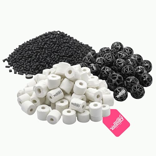 Image of Taiyo Pluss Discovery Filter Media Combo - 250 g Ceramic Rings + 250 g Activated Carbon + 25 pcs Bio Balls | 3 in 1 Bio Media for Clear Water & Healthy Aquarium Fish Tanks
