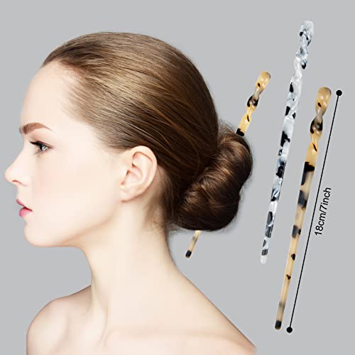 Beautychen 8 Pieces Acetate Hair Sticks Tortoise Shell Hairpin Hair Chopsticks For Women Leopard Print Hair Sticks For Long Hair Chinese Retro Hairpins Disk Hair Sticks Styling Pins Hair Accessories For Women Girls #TOP2