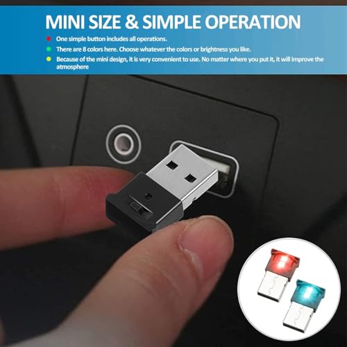 Image of Mini USB LED RGB Light Brightness Adjustable 8 Color Changeable for Car, Laptop, Keyboard. Atmosphere Smart Night Lamp for Home Decoration ( DC : 5V ) (Quantity: 4)