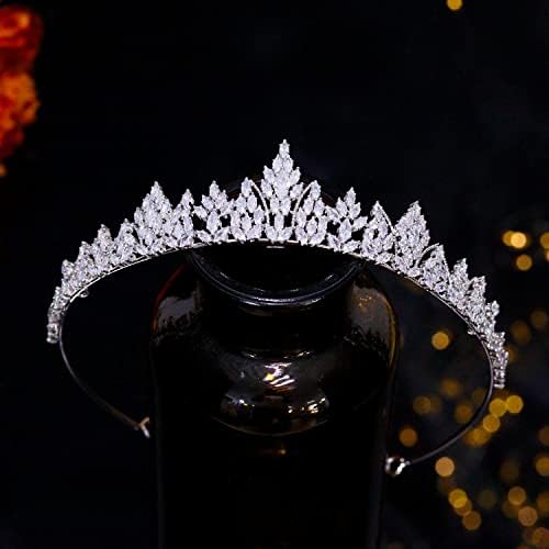 Aoligrace AAA Zirconia Small Wedding Crowns for Women Sparkly CZ Handmade Princess Girls Tiaras Sweet 16 Birthday Headdress