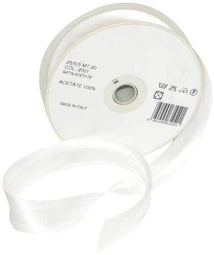 Inastri Acetate Satin Bias Binding 25/5/5mm Colour White 2001