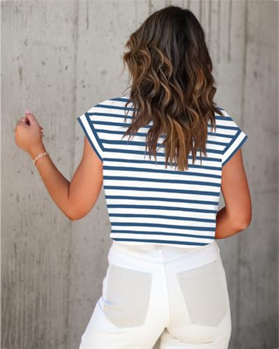 Image of Tankaneo Womens Short Sleeve Cropped T-Shirts Summer Rolled Dolman Sleeve Crop Tops Casual Round Neck Solid Short Basic Tees