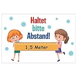 virus snowboard logo Hinweisschild / Warnschild 300 x 200 mm aus PVC Hartschaum 3mm stark - Haltet bitte Abstand, perfekt für Schulen jeglicher Art und Kitas für die kleinsten unter uns, mindestens 1,5 - 2 m