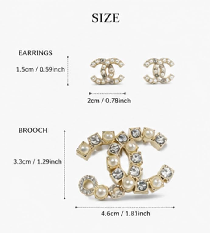Brooch and Stud Earrings Set, Gold-Tone Pearl Crystal