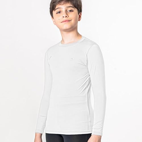 Camisetas Esportivas para Crianças, Manga Longa, Gola Redonda, Brancas térmica infantil 7-9 anos