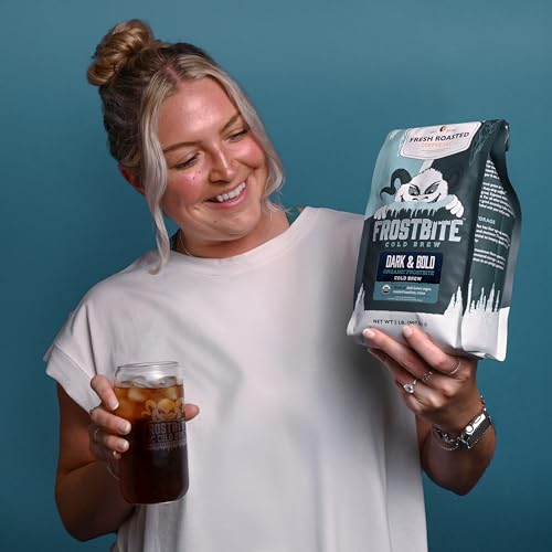 Image of Fresh Roasted Coffee, Organic Dark & Bold Frostbite Cold Brew Whole Bean Coffee, Dark Roast, USDA Organic, Kosher, 2 lb (32 oz)
