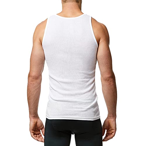 New Balance Men's Cotton Performance Rib Sleeveless Tank Top Undershirt (4 Pack), White/White/White/White #TOP4