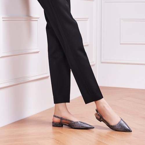 Image of C.Paravano Slingback Flats | Pointed Toe Flats | Slingback Sandals | Women's Slingback Dress Shoes | Adjustable Buckle Sandals