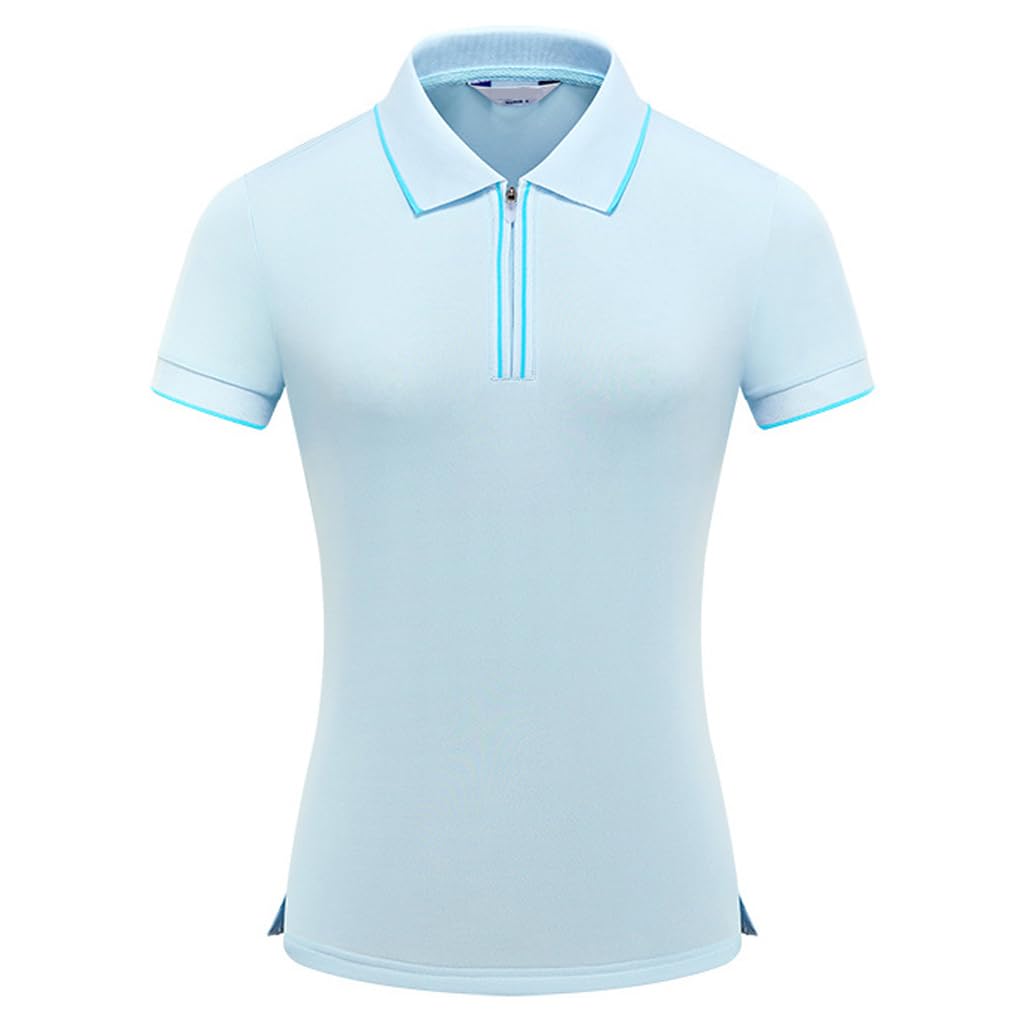 LANGWEI Polo da Golf da Donna Manica Corta Zip Asciugatura Rapida Leggera Atletica T-Shirt da Tennis