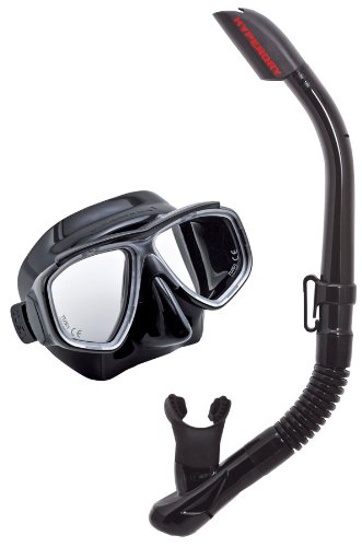 Tusa - Splendive Combo Mask and Snorkel Set - hypoallergenic crystal silicone skirt [Black Black]